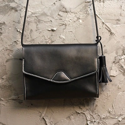 Cute White LEATHER Flip Side Bag Handmade WOMEN Envelope Crossbody BAG Purse FOR WOMEN