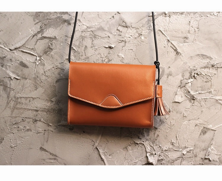 Cute White LEATHER Flip Side Bag Handmade WOMEN Envelope Crossbody BAG Purse FOR WOMEN