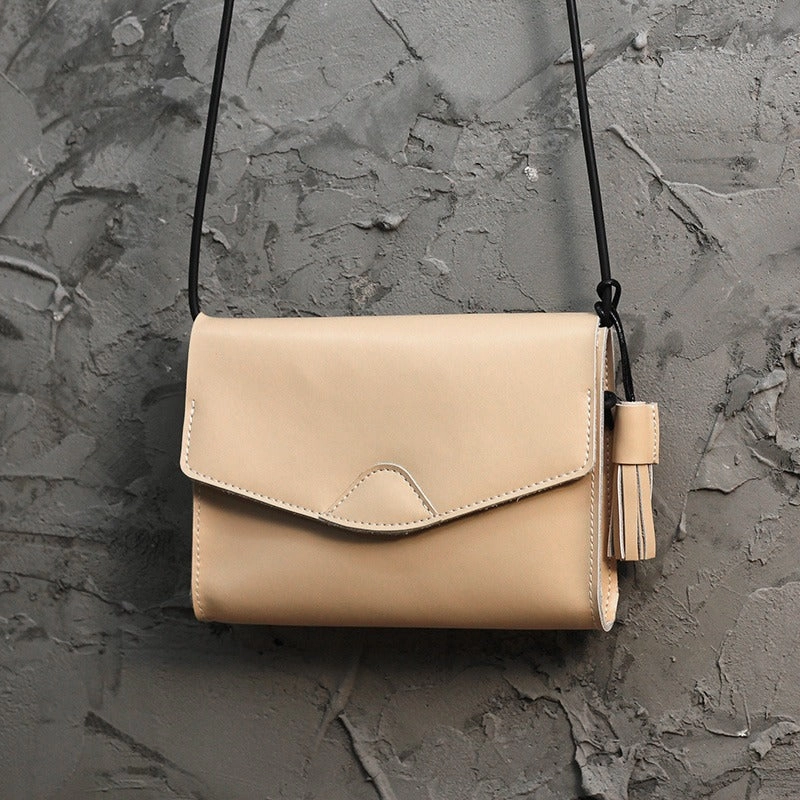 Cute White LEATHER Flip Side Bag Handmade WOMEN Envelope Crossbody BAG Purse FOR WOMEN