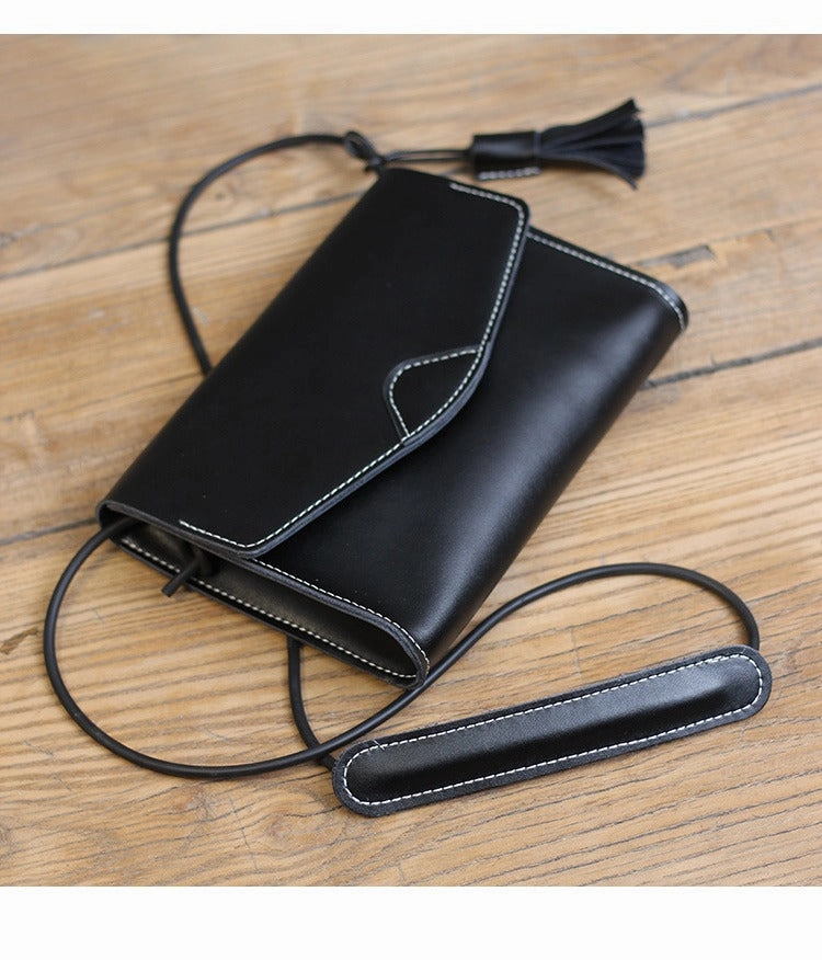 Cute White LEATHER Flip Side Bag Handmade WOMEN Envelope Crossbody BAG Purse FOR WOMEN