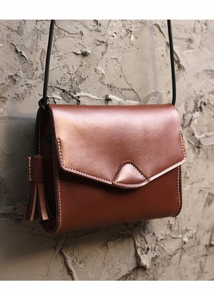Cute White LEATHER Flip Side Bag Handmade WOMEN Envelope Crossbody BAG Purse FOR WOMEN