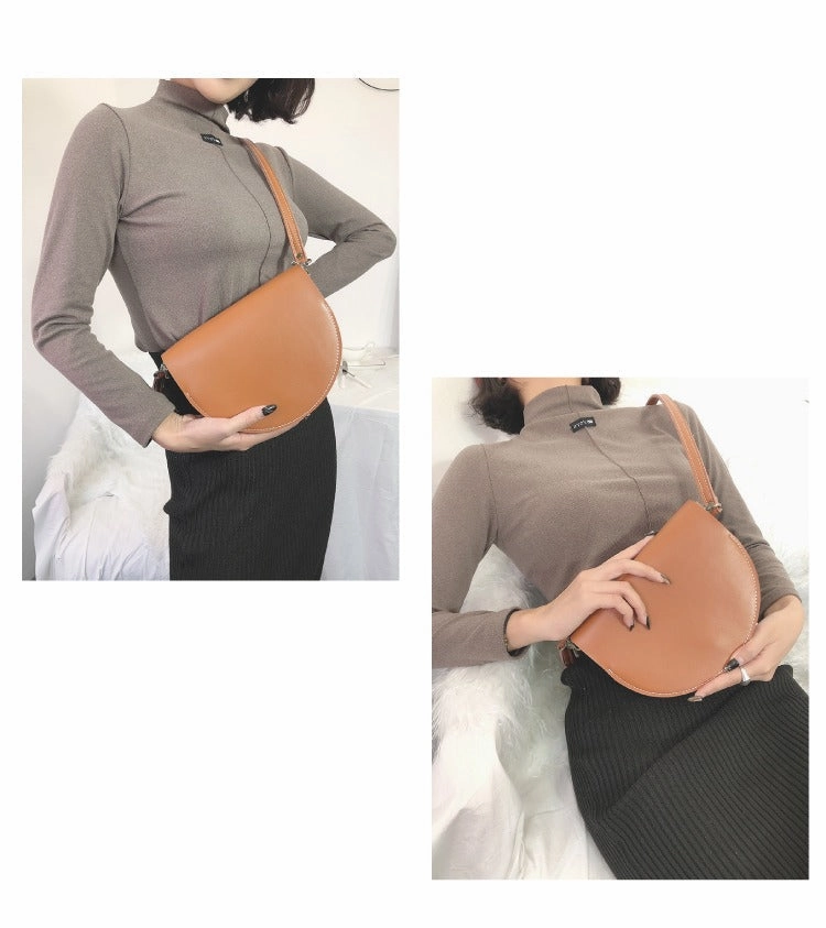 Cute White LEATHER Saddle SHOULDER Bag WOMEN Small Saddle Crossbody Purse FOR WOMEN