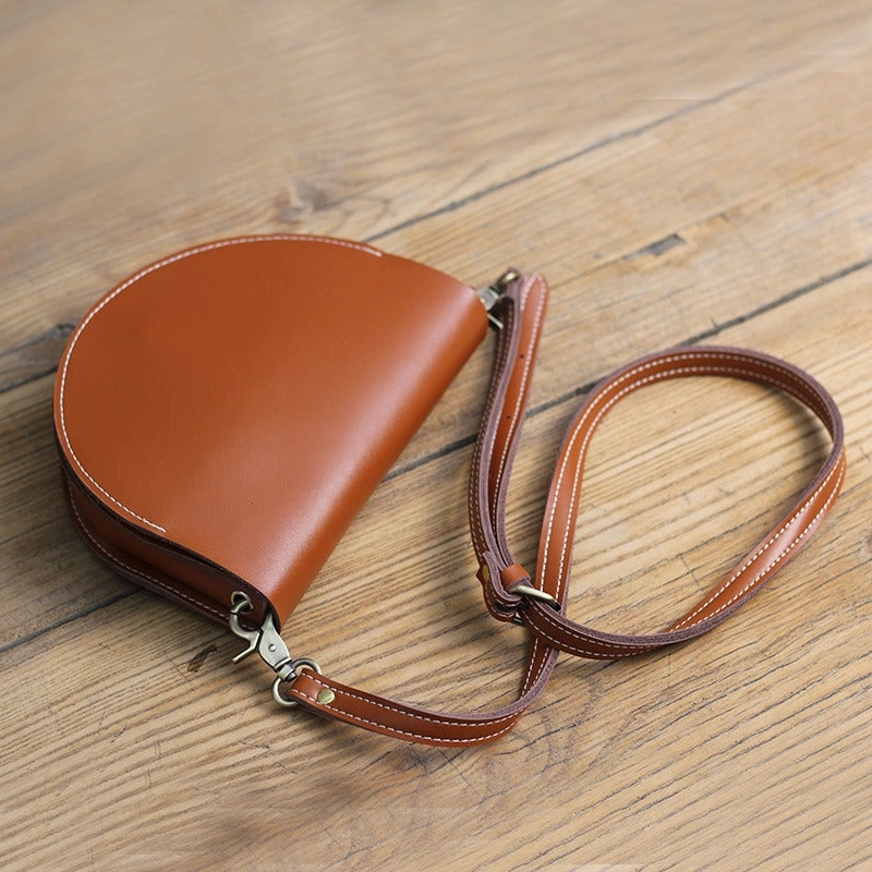 Cute White LEATHER Saddle SHOULDER Bag WOMEN Small Saddle Crossbody Purse FOR WOMEN