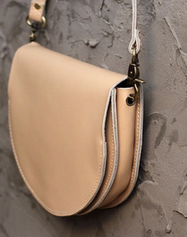 Cute White LEATHER Saddle SHOULDER Bag WOMEN Small Saddle Crossbody Purse FOR WOMEN