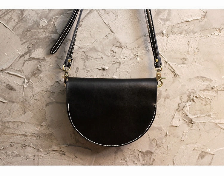 Cute White LEATHER Saddle SHOULDER Bag WOMEN Small Saddle Crossbody Purse FOR WOMEN