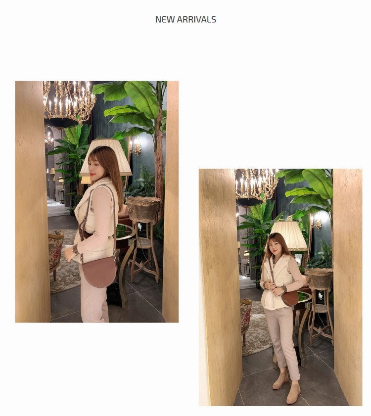 Cute White LEATHER Saddle SHOULDER Bag WOMEN Small Saddle Crossbody Purse FOR WOMEN