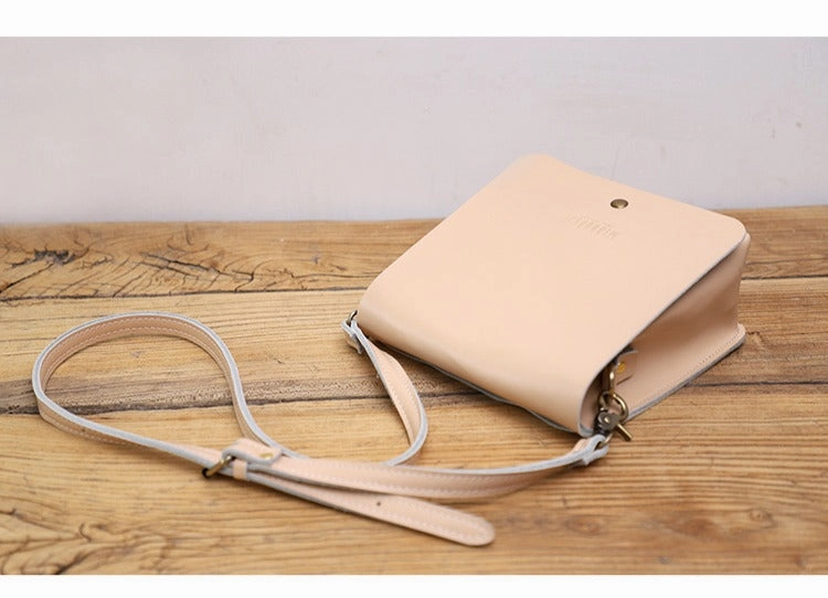 Cute White LEATHER Square Side Bag Handmade WOMEN Phone Crossbody BAG Purse FOR WOMEN