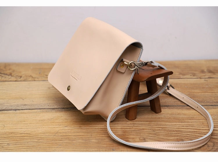 Cute White LEATHER Square Side Bag Handmade WOMEN Phone Crossbody BAG Purse FOR WOMEN