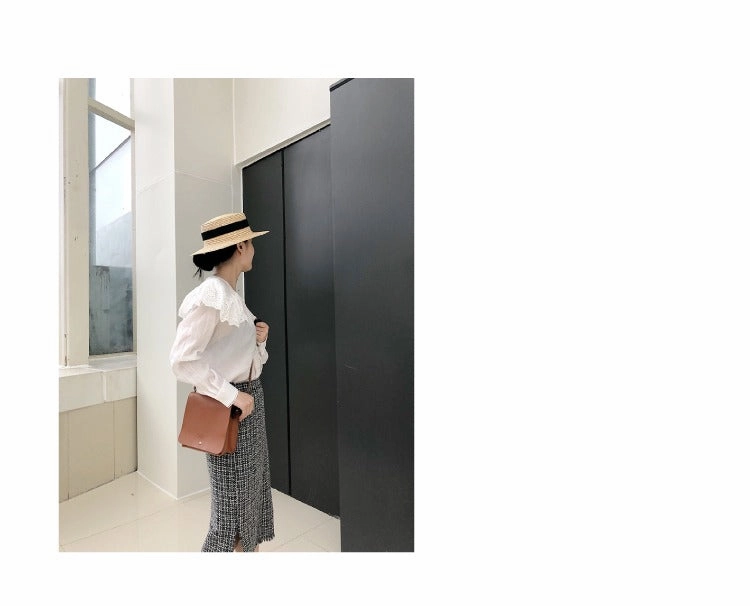 Cute White LEATHER Square Side Bag Handmade WOMEN Phone Crossbody BAG Purse FOR WOMEN