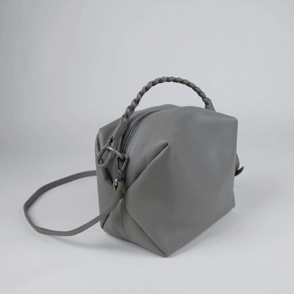 Cute Womens Black Leather Handbag Purse Cube Leather Shoulder Bag Crossbody Purse for Ladies