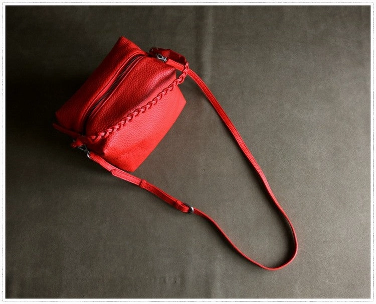 Cute Womens Gray Leather Handbag Purse Cube Leather Shoulder Bag Crossbody Purse for Ladies