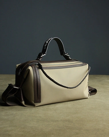 Cute Womens Khaki NYLON Handbag Purse Cube NYLON Shoulder Bag Crossbody Purse for Ladies
