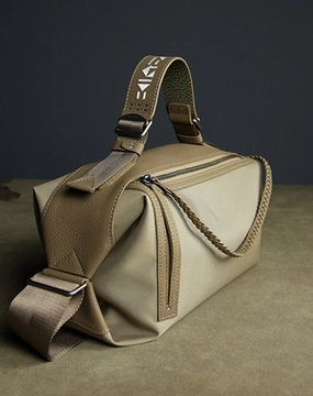 Cute Womens Khaki NYLON Handbag Purse Cube NYLON Shoulder Bag Crossbody Purse for Ladies