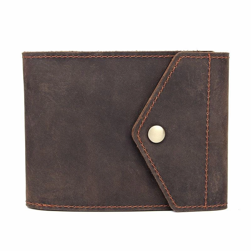Dark Brown Small MENS LEATHER Bifold Wallet Card Brown billfold Wallet FOR MEN