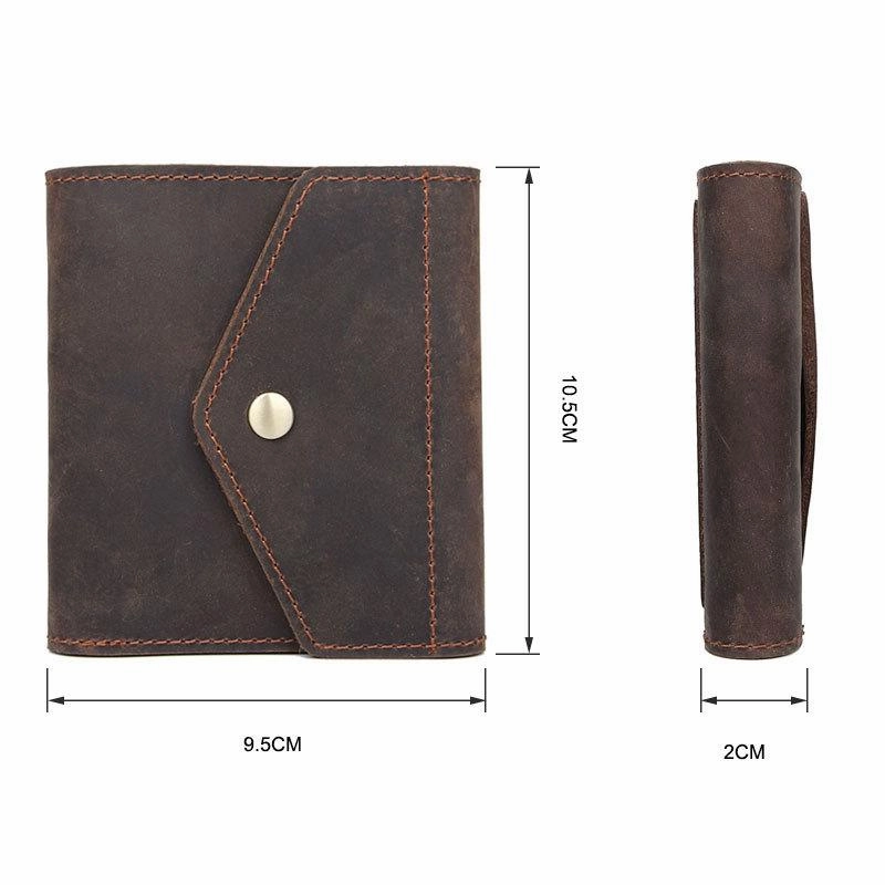 Dark Brown Small MENS LEATHER Bifold Wallet Card Brown billfold Wallet FOR MEN