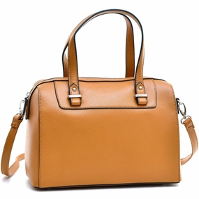 Dasein Barrel Body Satchel Faux Leather Red Black Green Removable Strap 11.5in W