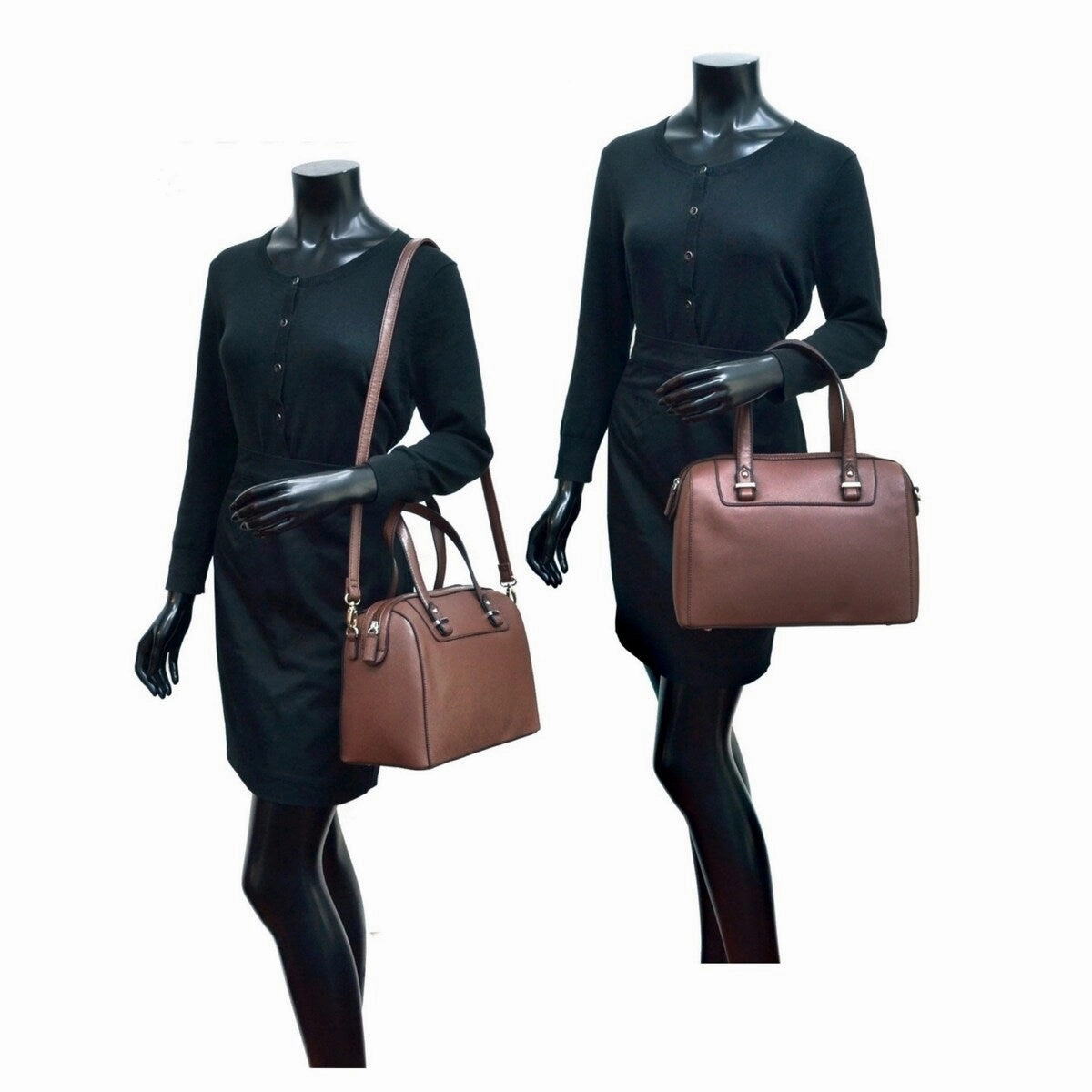Dasein Barrel Body Satchel Faux Leather Red Black Green Removable Strap 11.5in W