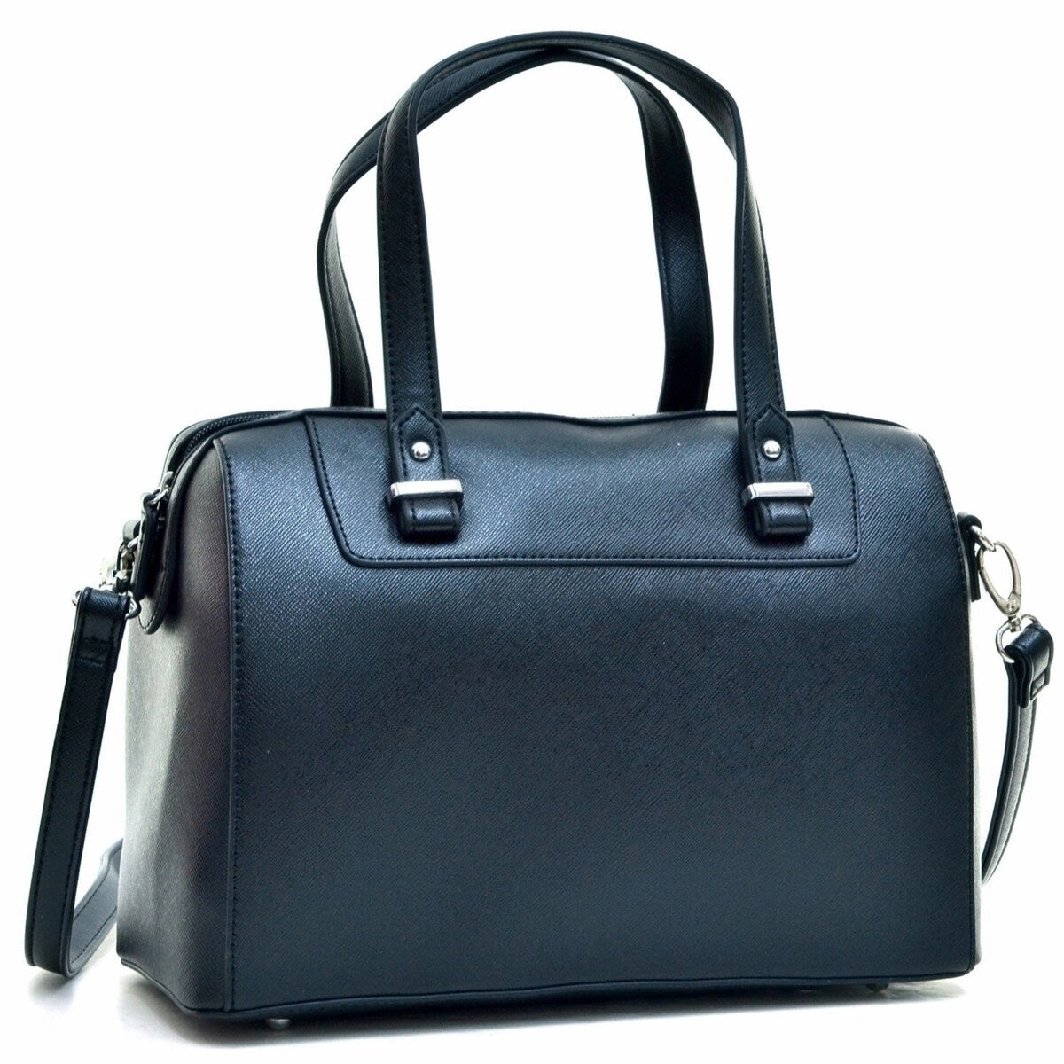 Dasein Barrel Body Satchel Faux Leather Red Black Green Removable Strap 11.5in W