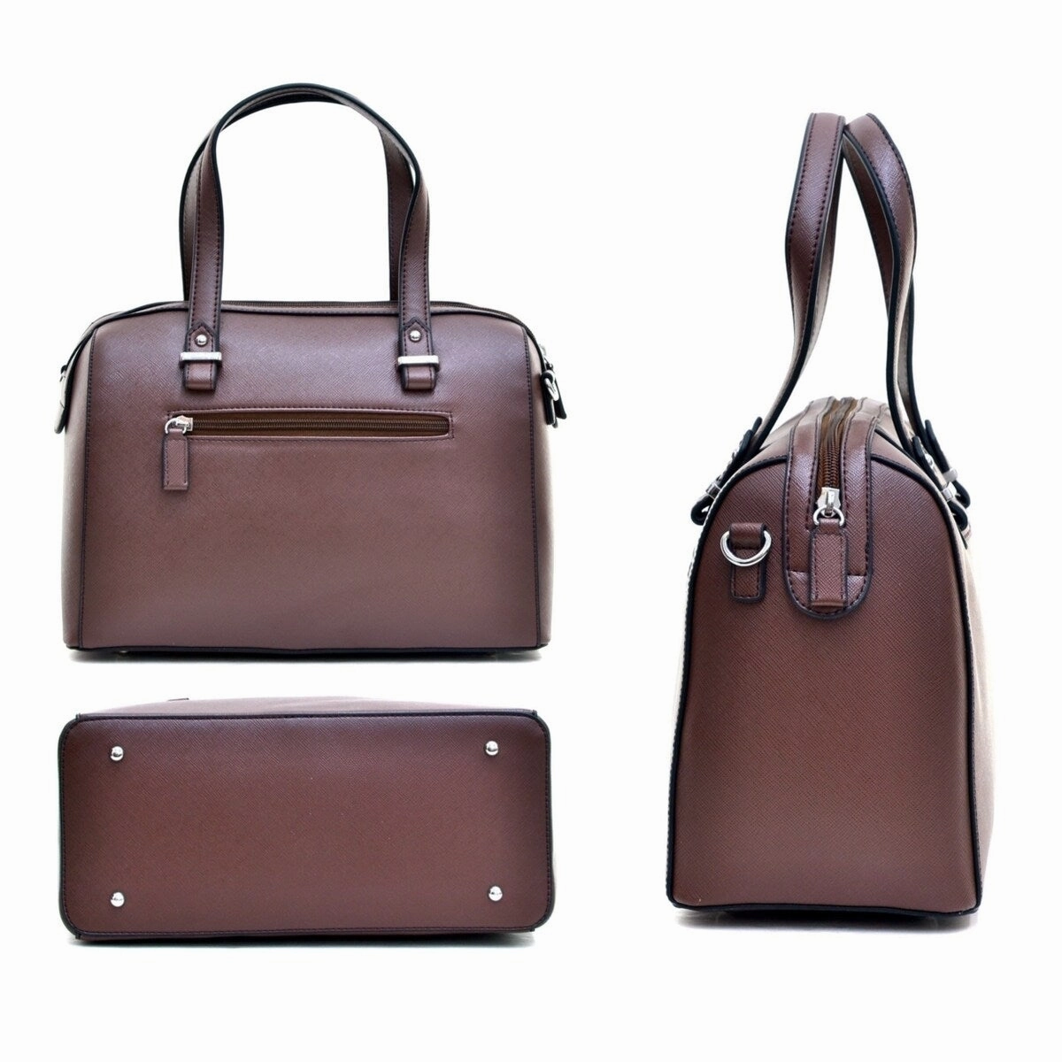 Dasein Barrel Body Satchel Faux Leather Red Black Green Removable Strap 11.5in W