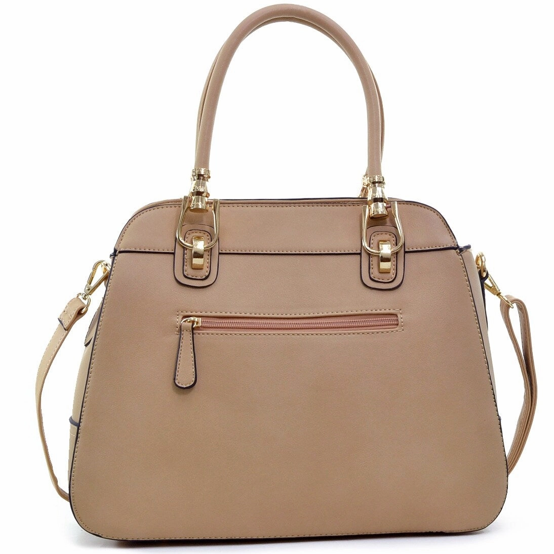 Dasein Emblem Metal Hinge Handle Bag Faux Leather Removable Shoulder Strap 13in W
