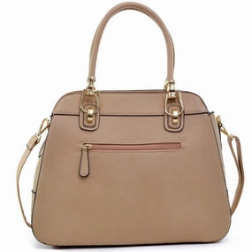 Dasein Emblem Metal Hinge Handle Bag Faux Leather Removable Shoulder Strap 13in W