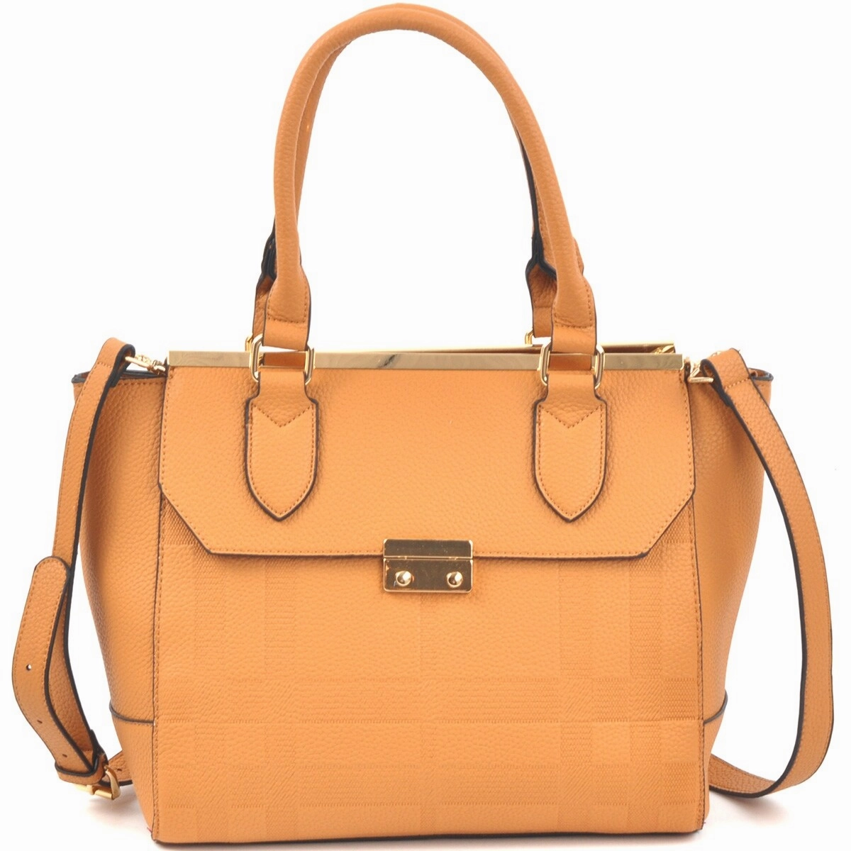 Dasein Fashion Satchel Shoulder Bag Faux Leather Detachable Strap 15in W X 10in H