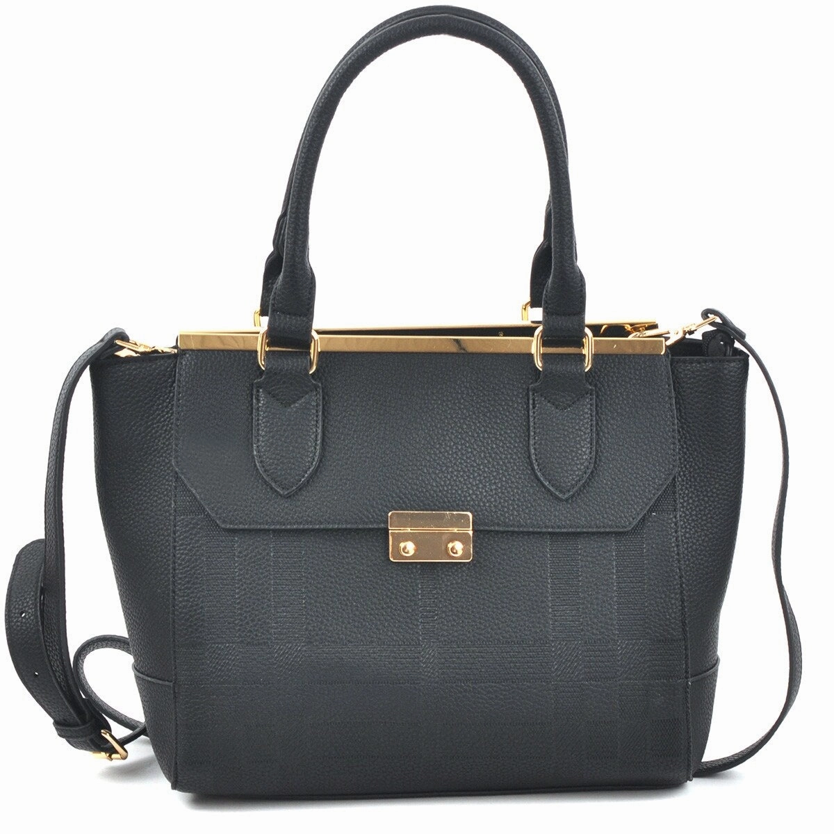 Dasein Fashion Satchel Shoulder Bag Faux Leather Detachable Strap 15in W X 10in H