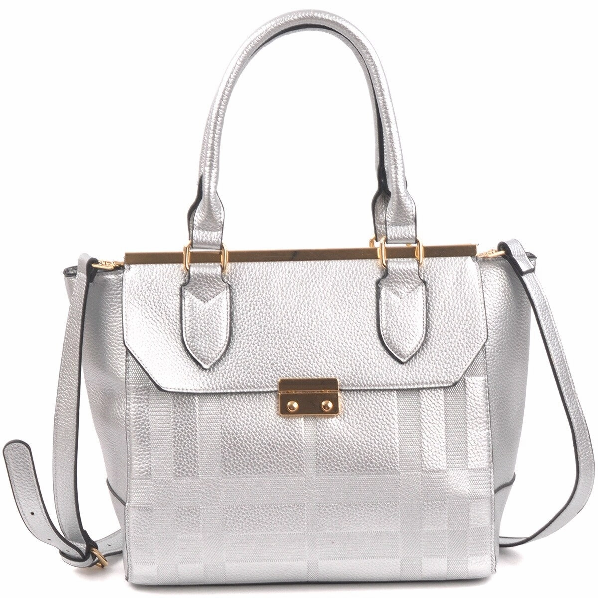 Dasein Fashion Satchel Shoulder Bag Faux Leather Detachable Strap 15in W X 10in H