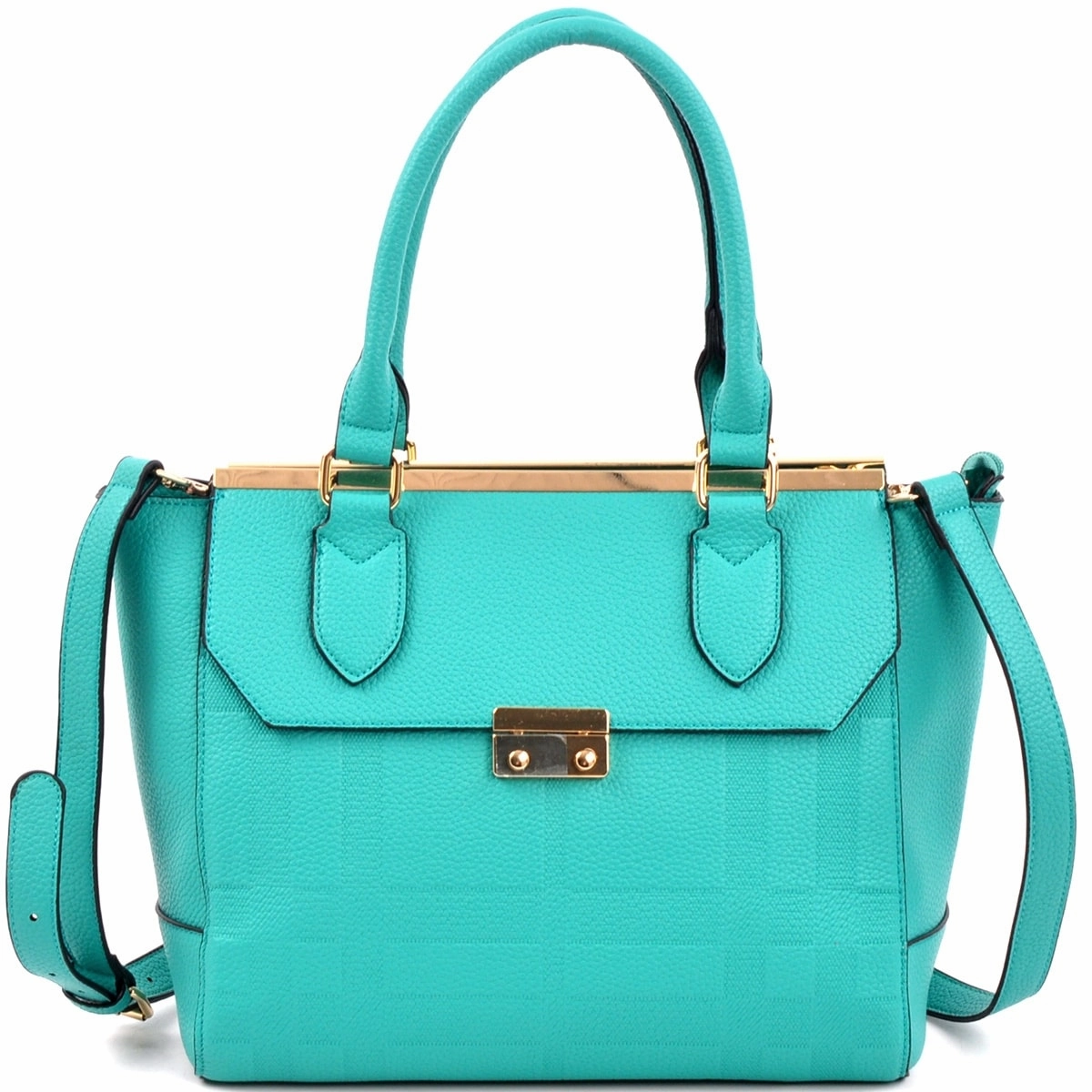 Dasein Fashion Satchel Shoulder Bag Faux Leather Detachable Strap 15in W X 10in H