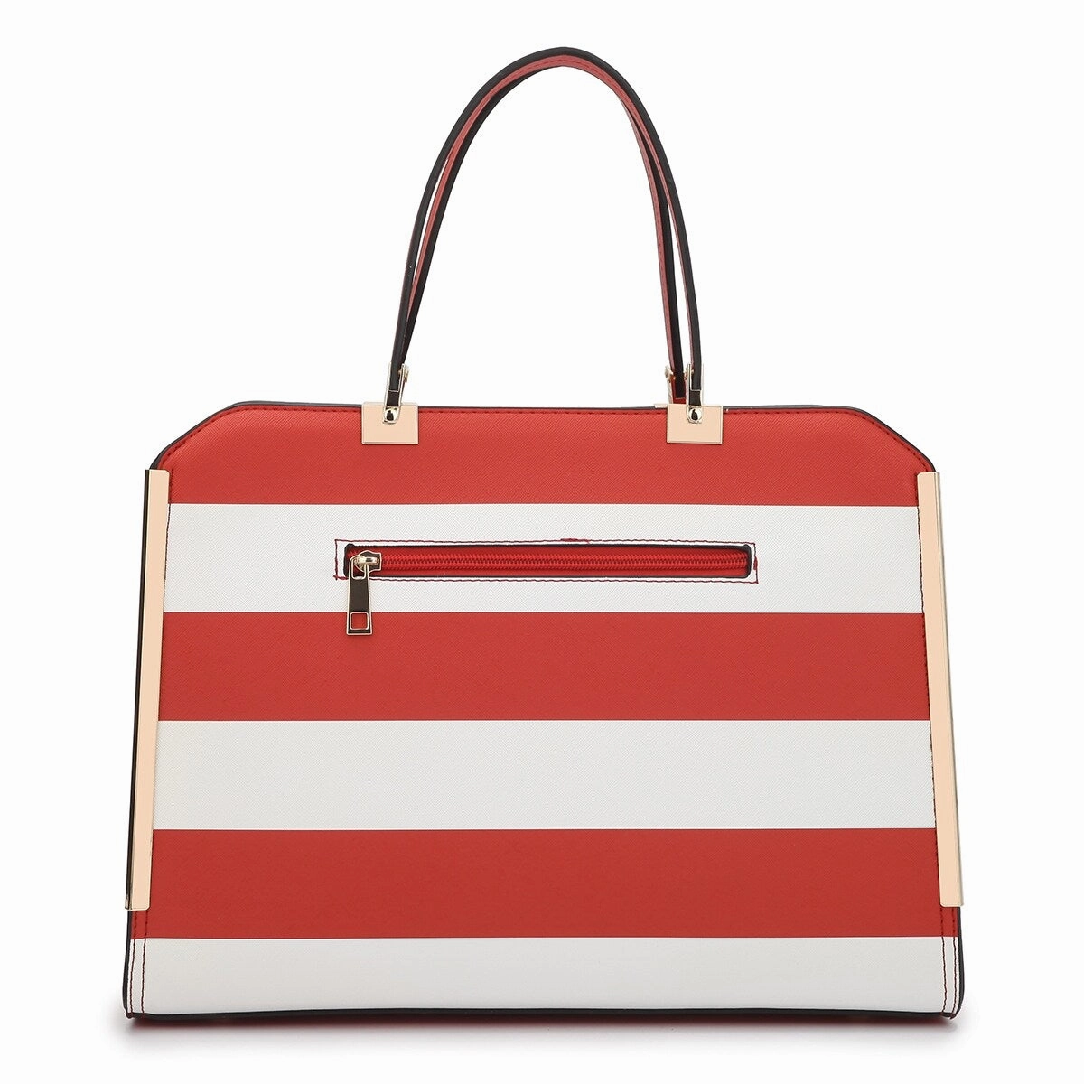 Dasein Womens Fashion Designer Purse Striped Faux Leather Briefcase With Matching Wallet