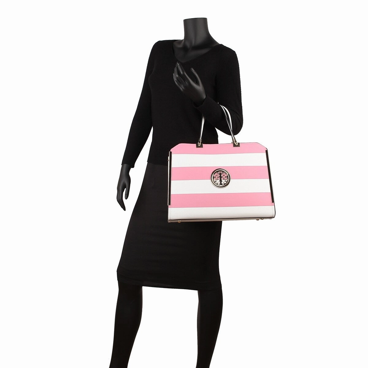 Dasein Womens Faux Leather Briefcase With Wallet Flower Pattern 14.5in X 11in