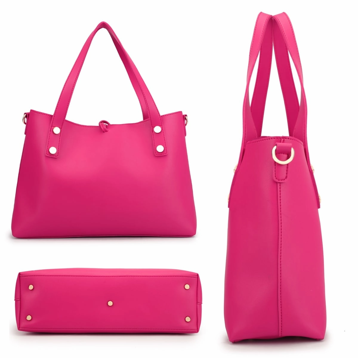 Dasein Womens Faux Leather Tote Bag With Removable Floral Bucket Bag 14.6in W
