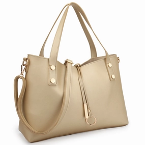 Dasein Womens Faux Leather Tote Bag With Removable Floral Bucket Bag 14.6in W