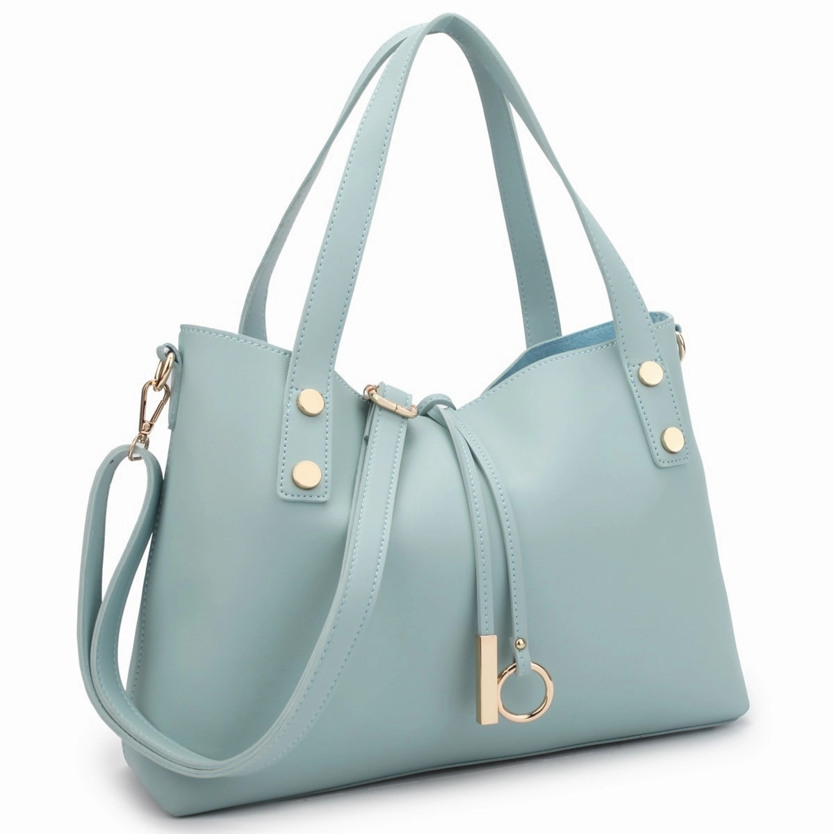 Dasein Womens Faux Leather Tote Bag With Removable Floral Bucket Bag 14.6in W