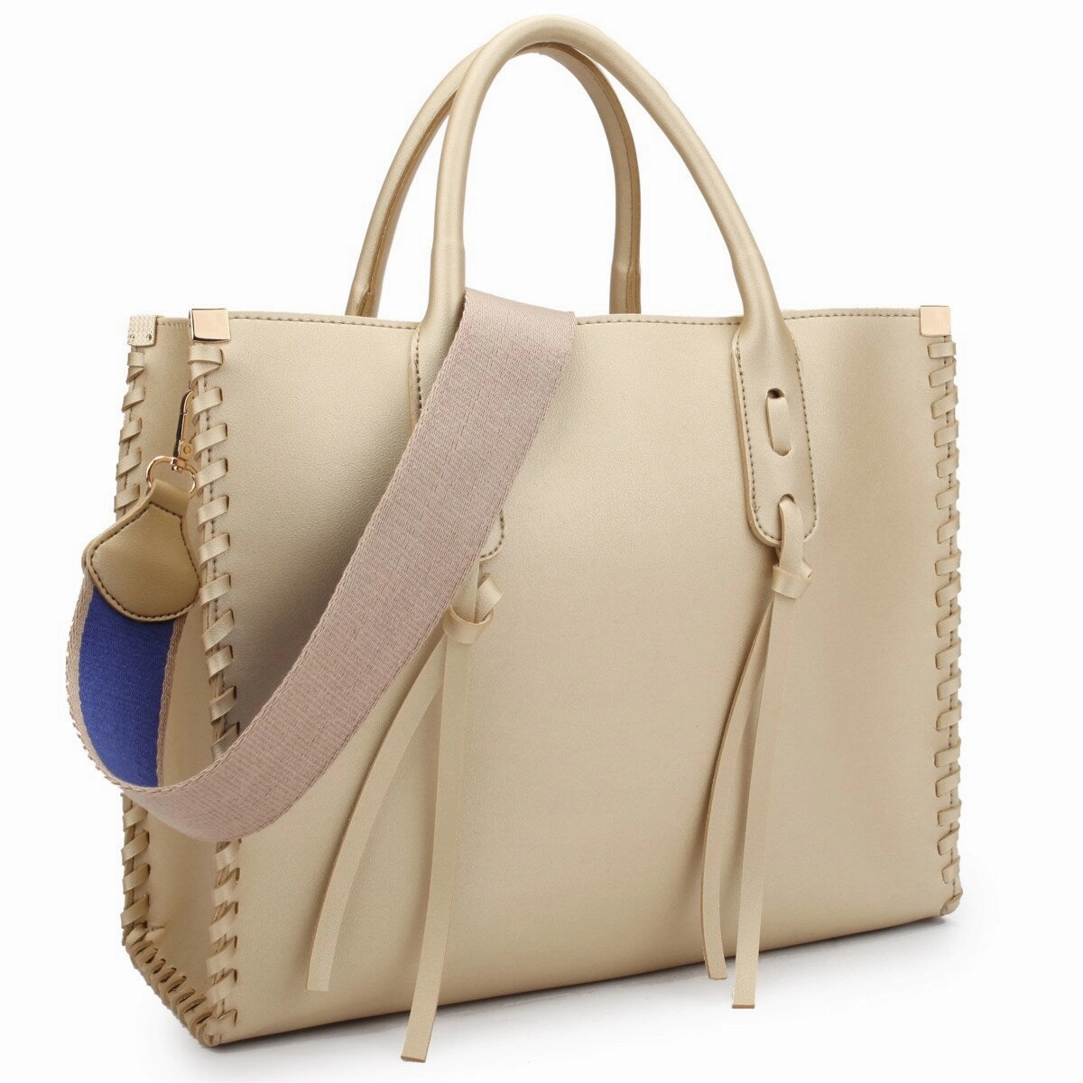 Dasein Womens Medium Faux Leather Satchel Bag With Tassels And Inner Pouch