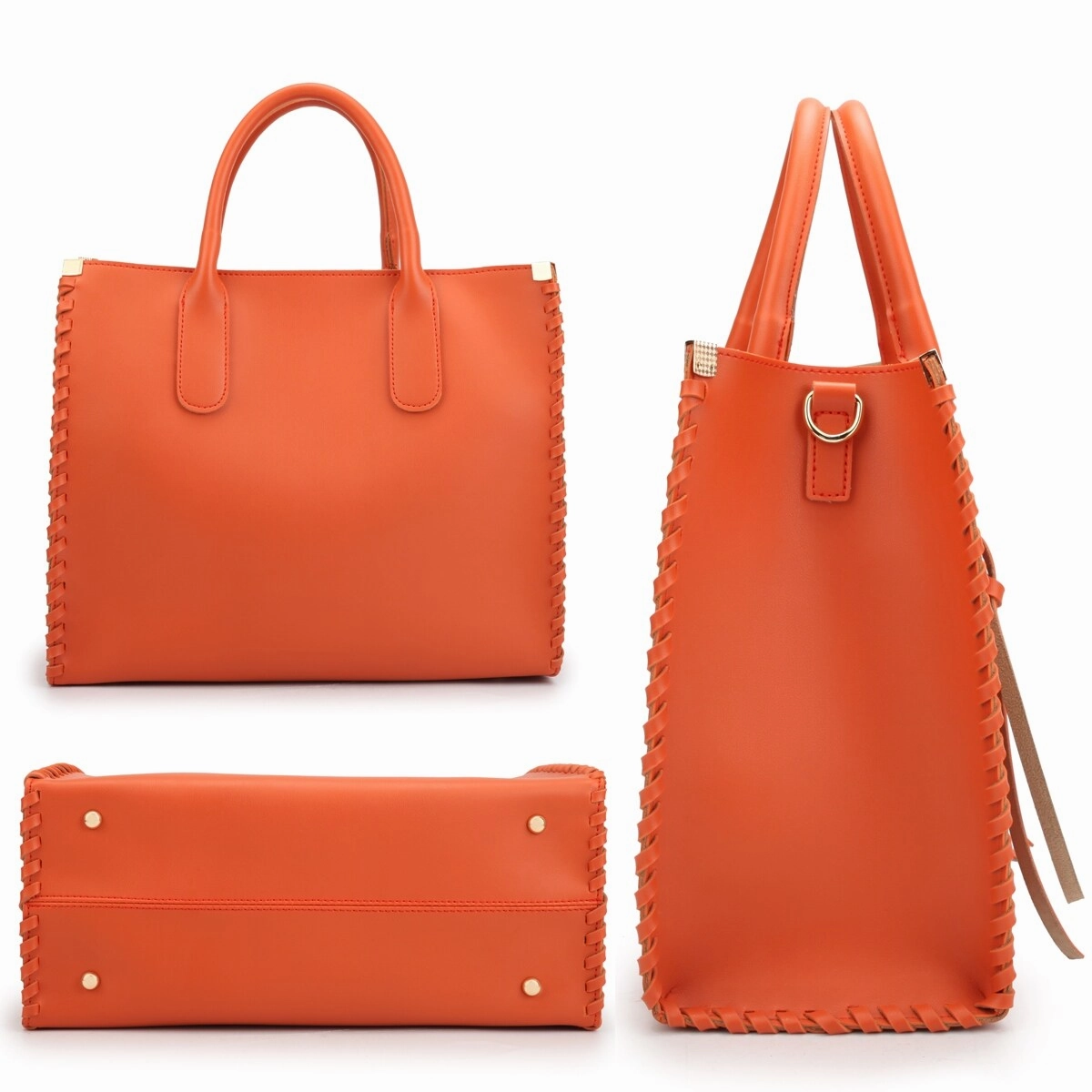 Dasein Womens Medium Faux Leather Satchel Bag With Tassels And Inner Pouch