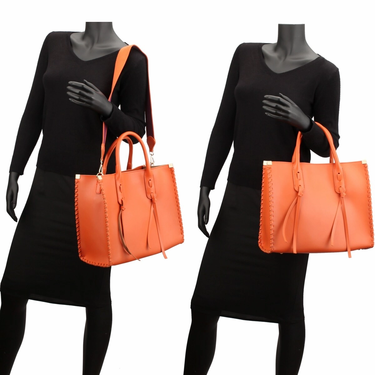 Dasein Womens Medium Faux Leather Satchel Bag With Tassels And Inner Pouch
