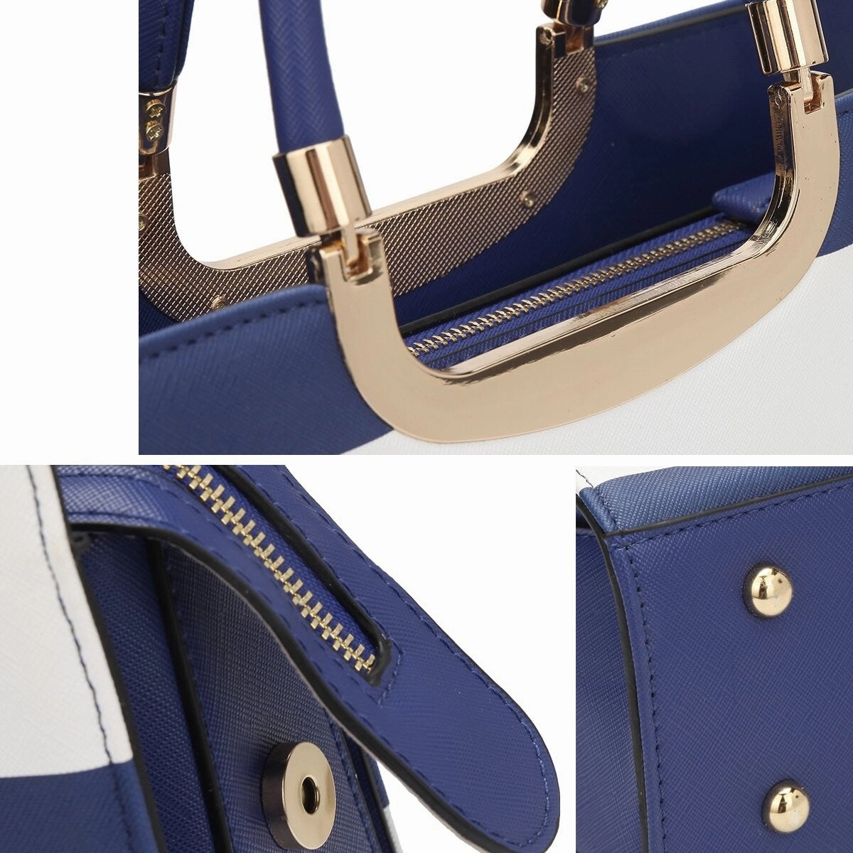 Dasein Womens Patent Leather Striped Briefcase Satchel With Matching Wallet 14.6in