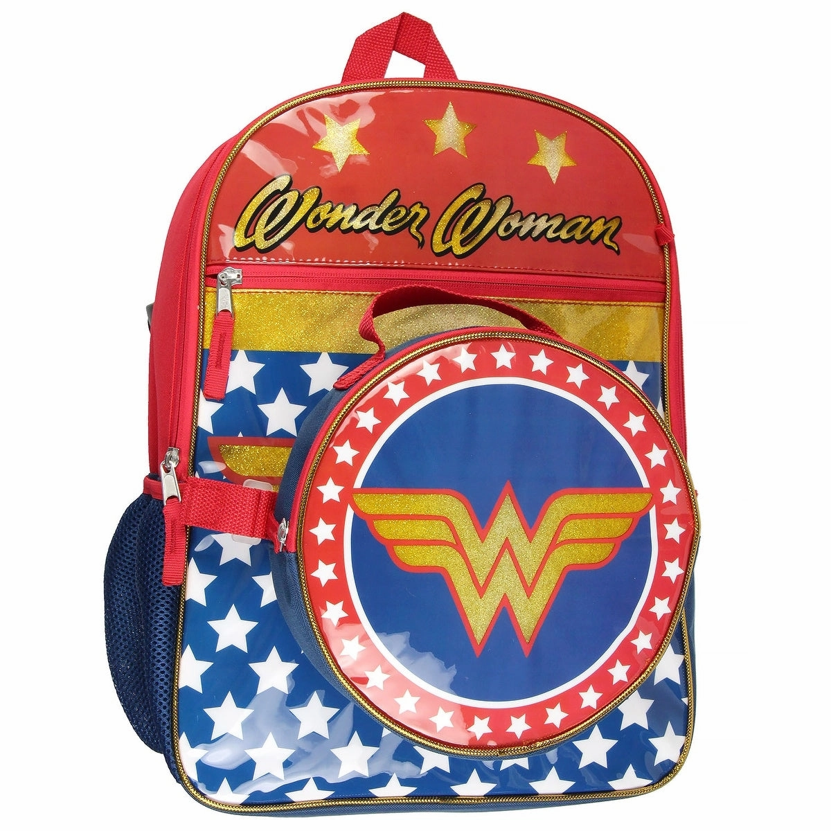 DC Comics Wonder Woman Backpack Lunch Bag Pencil Case Drawstring Sportpack 5pc Set - One Size