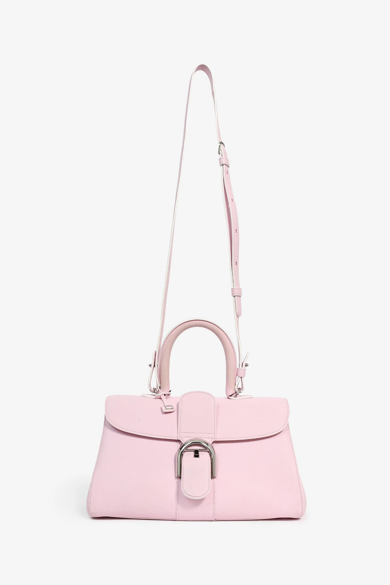 Delvaux Pink Leather Brillant Top Handle MM with Strap (As Is)