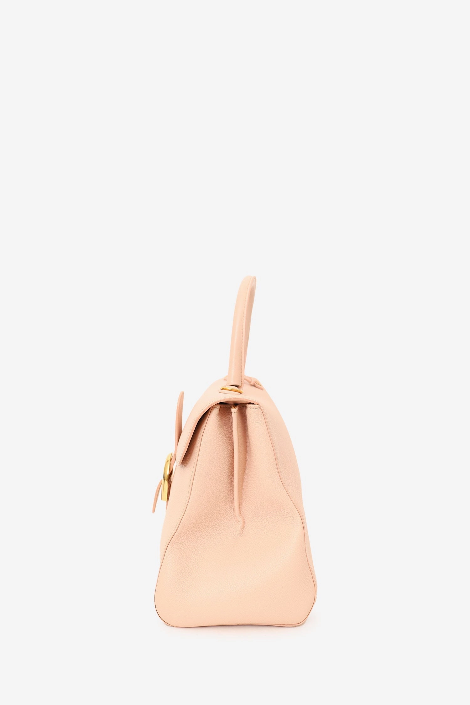 Delvaux Pink Leather Brillant Top Handle MM with Strap