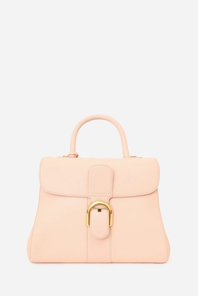 Delvaux Pink Leather Brillant Top Handle MM with Strap