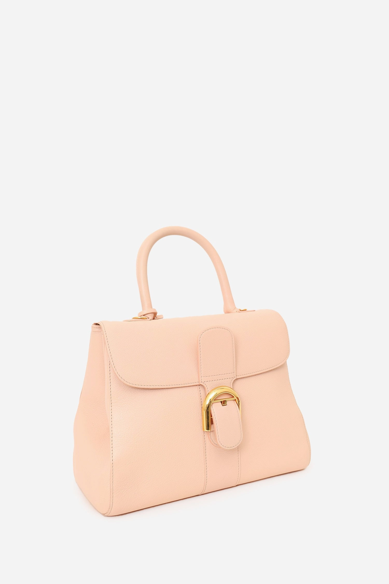 Delvaux Pink Leather Brillant Top Handle MM with Strap