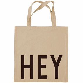 Design Letters Tote Bag Hey Beige