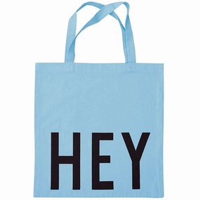 Design Letters Tote Bag Hey Light Blue