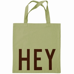 Design Letters Tote Bag Hey Light Green