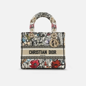 Dior - Lady D-Lite - Medium - White Floral Toile - CGHW - Pre Loved