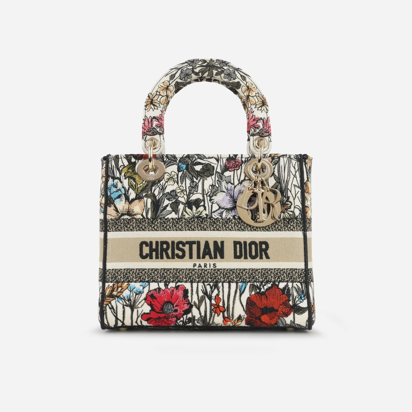 Dior - Lady D-Lite - Medium - White Floral Toile - CGHW - Pre Loved
