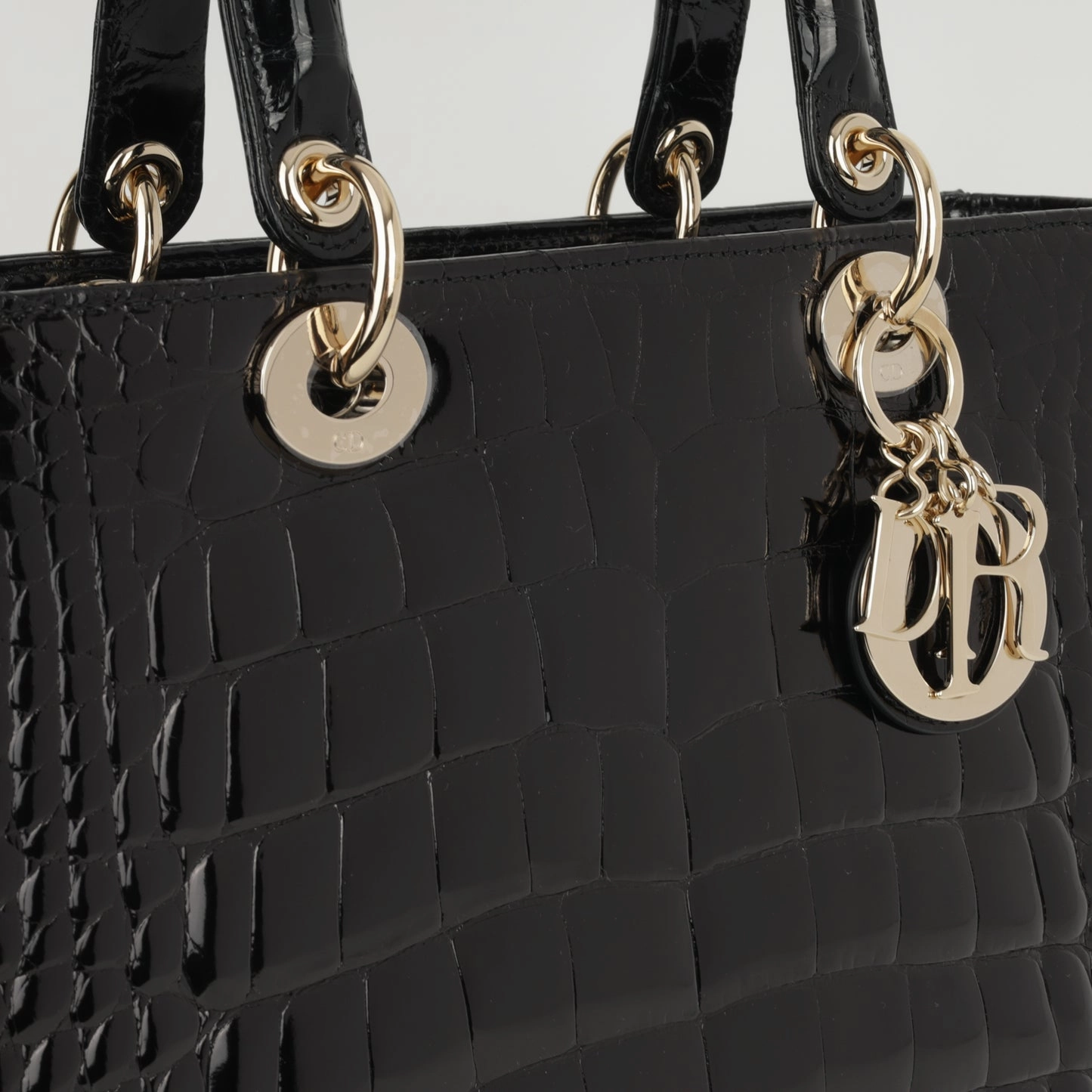 Dior - Large Lady Dior - Black Shiny Alligator Missisipiensis CGHW - 2023