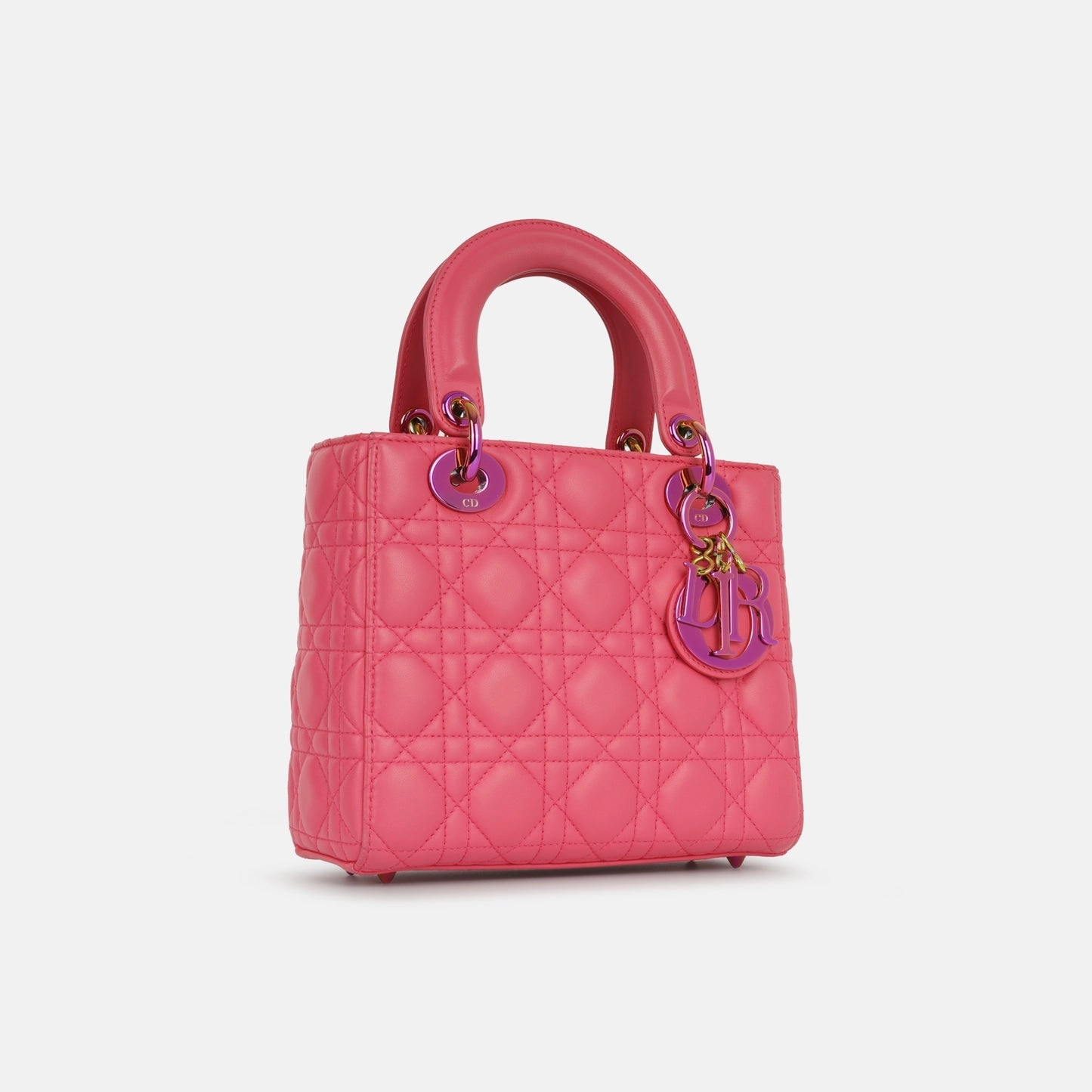 Dior Dior - Lady Dior - Small - Hot Pink Lambskin Cannage - PNKHW - Pre-Loved